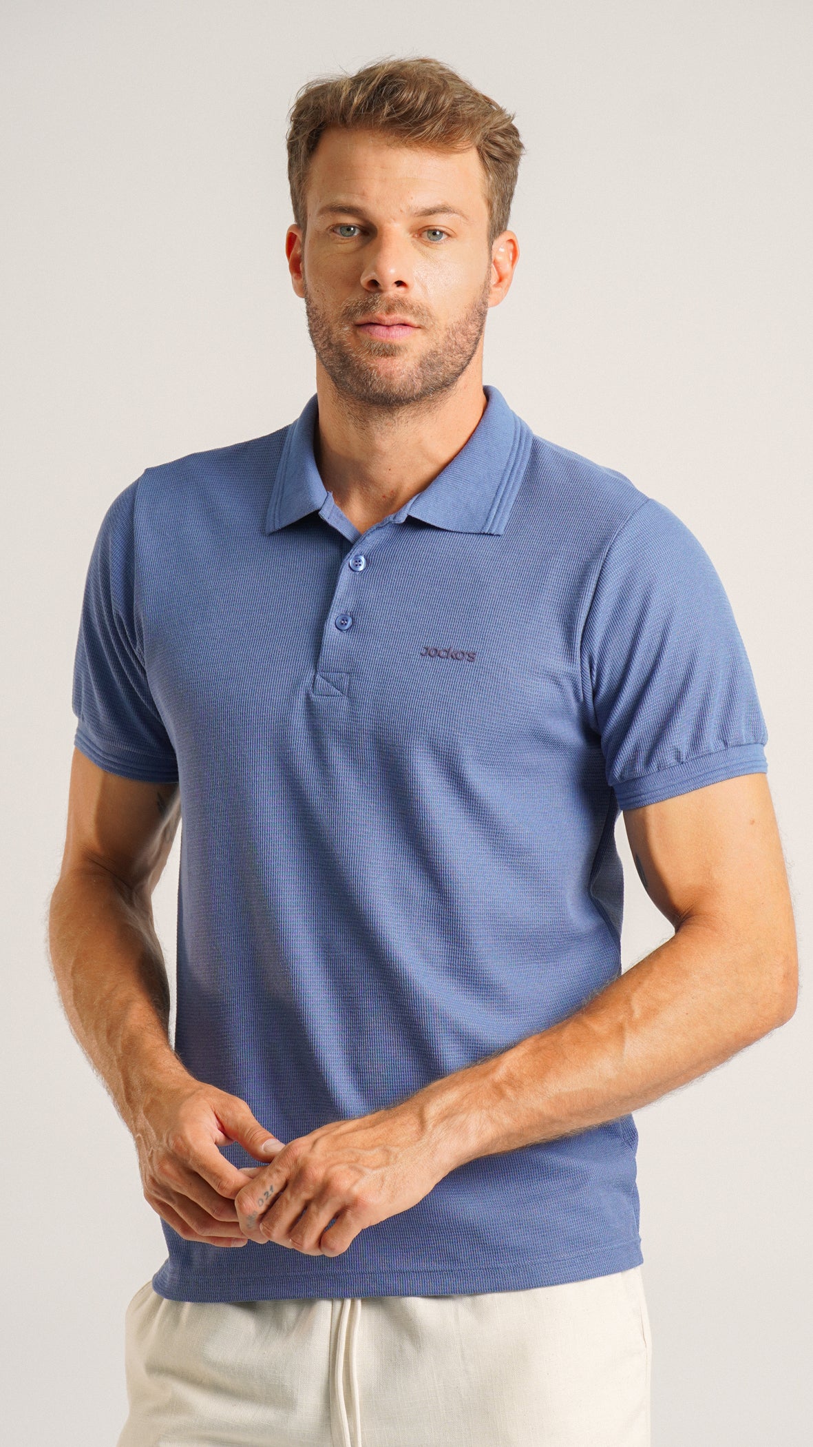 Camisa Polo Tricô Diamond - Azul