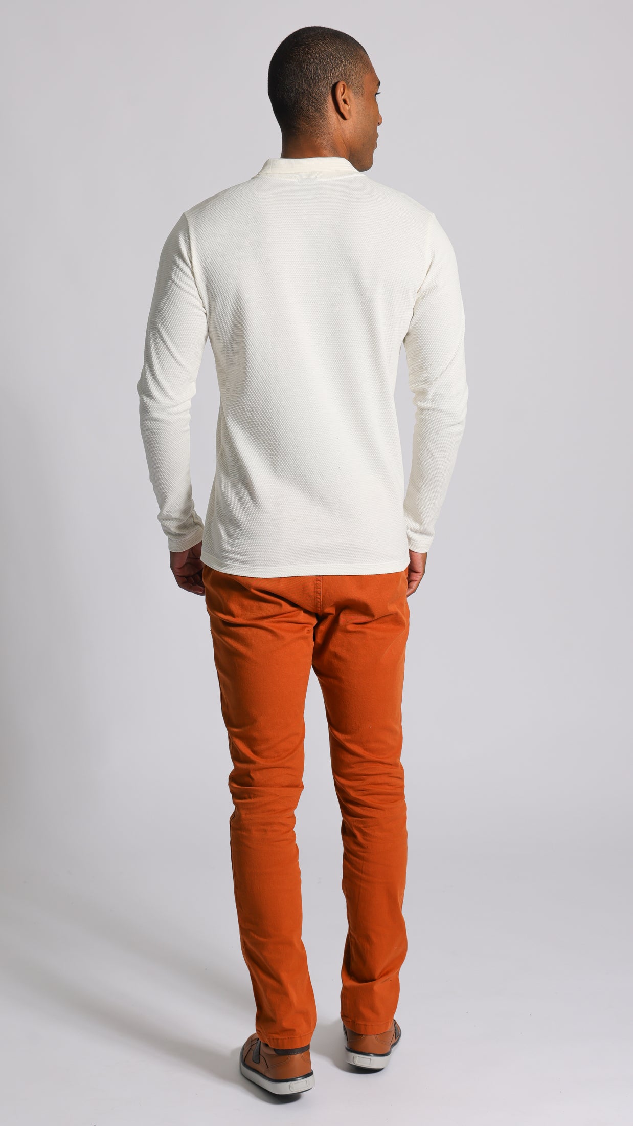 Camisa Polo Colmeia Manga Longa - Off White