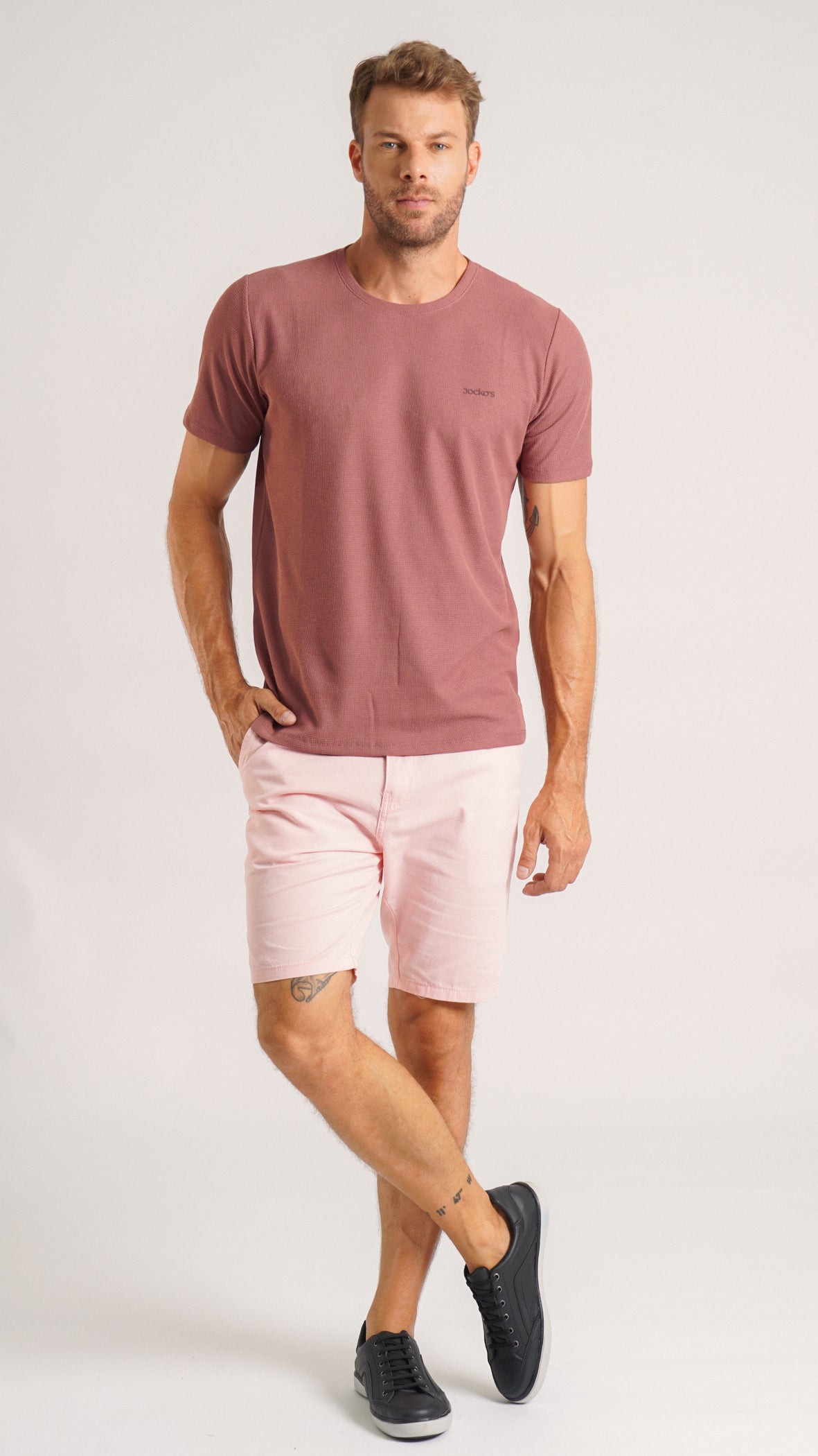 Bermuda Sarja Bolso Faca - Rosa