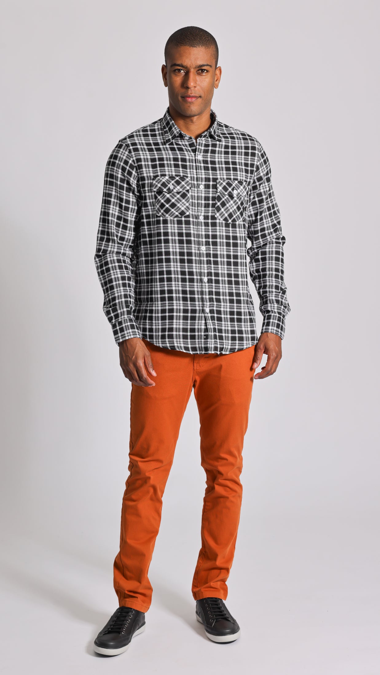 Camisa Xadrez Manga Longa - Preta