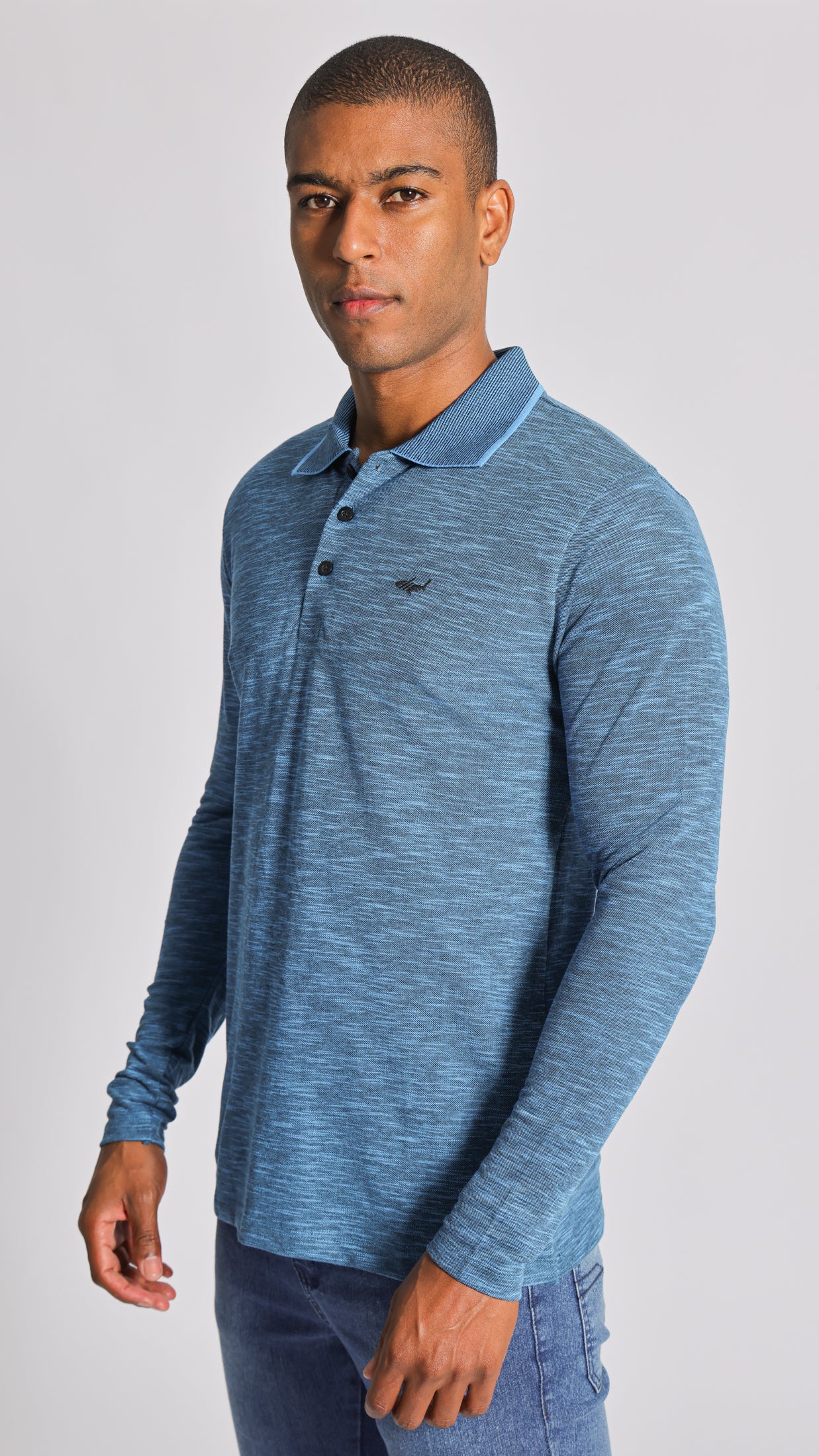 Camisa Polo Flamê Manga Longa - Azul