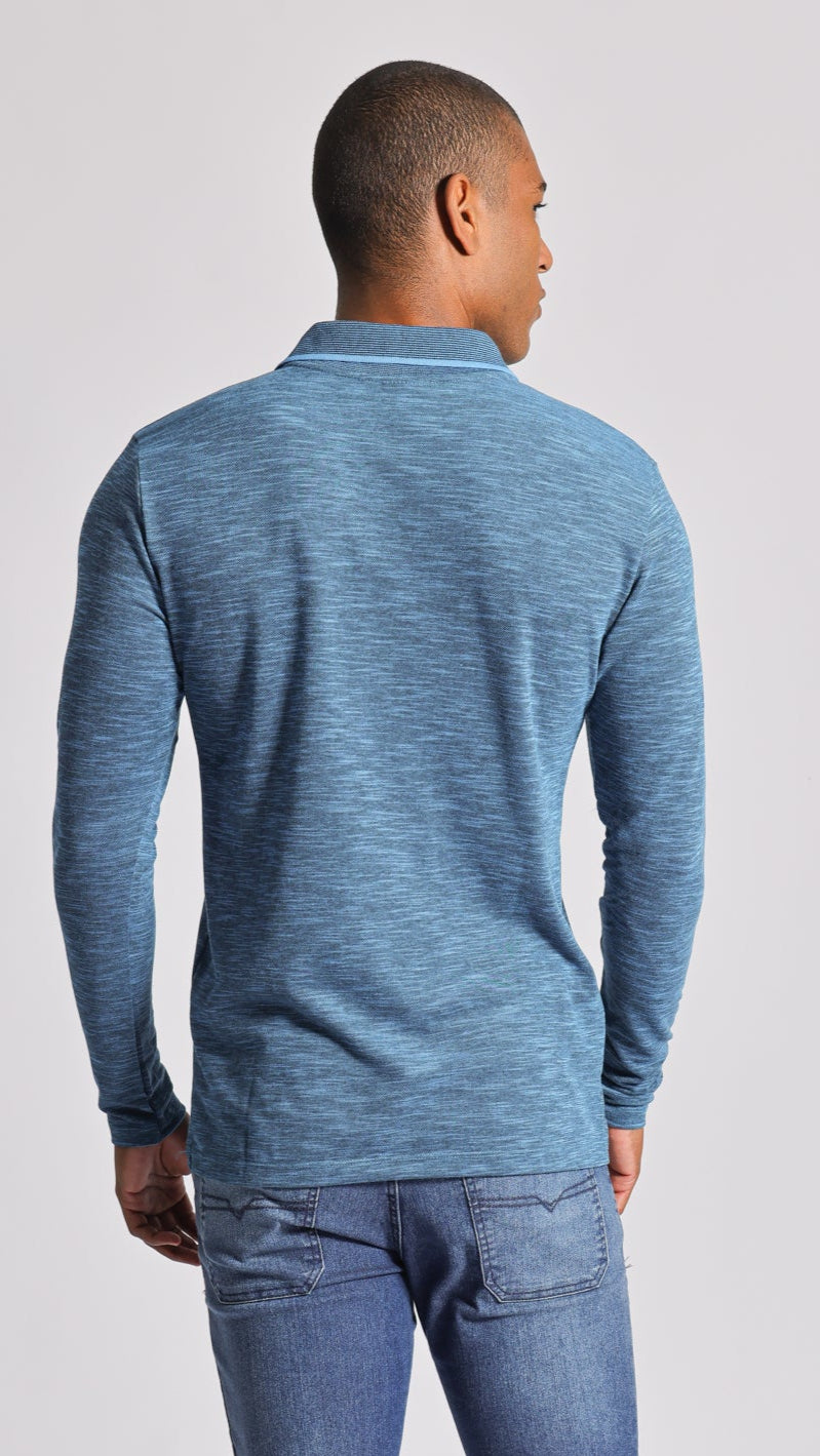 Camisa Polo Flamê Manga Longa - Azul