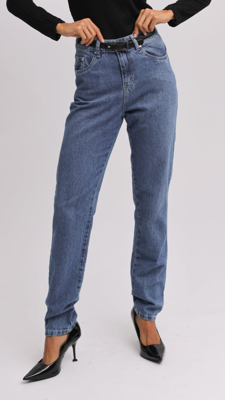 Calça Jeans - Escura Mom Estonada
