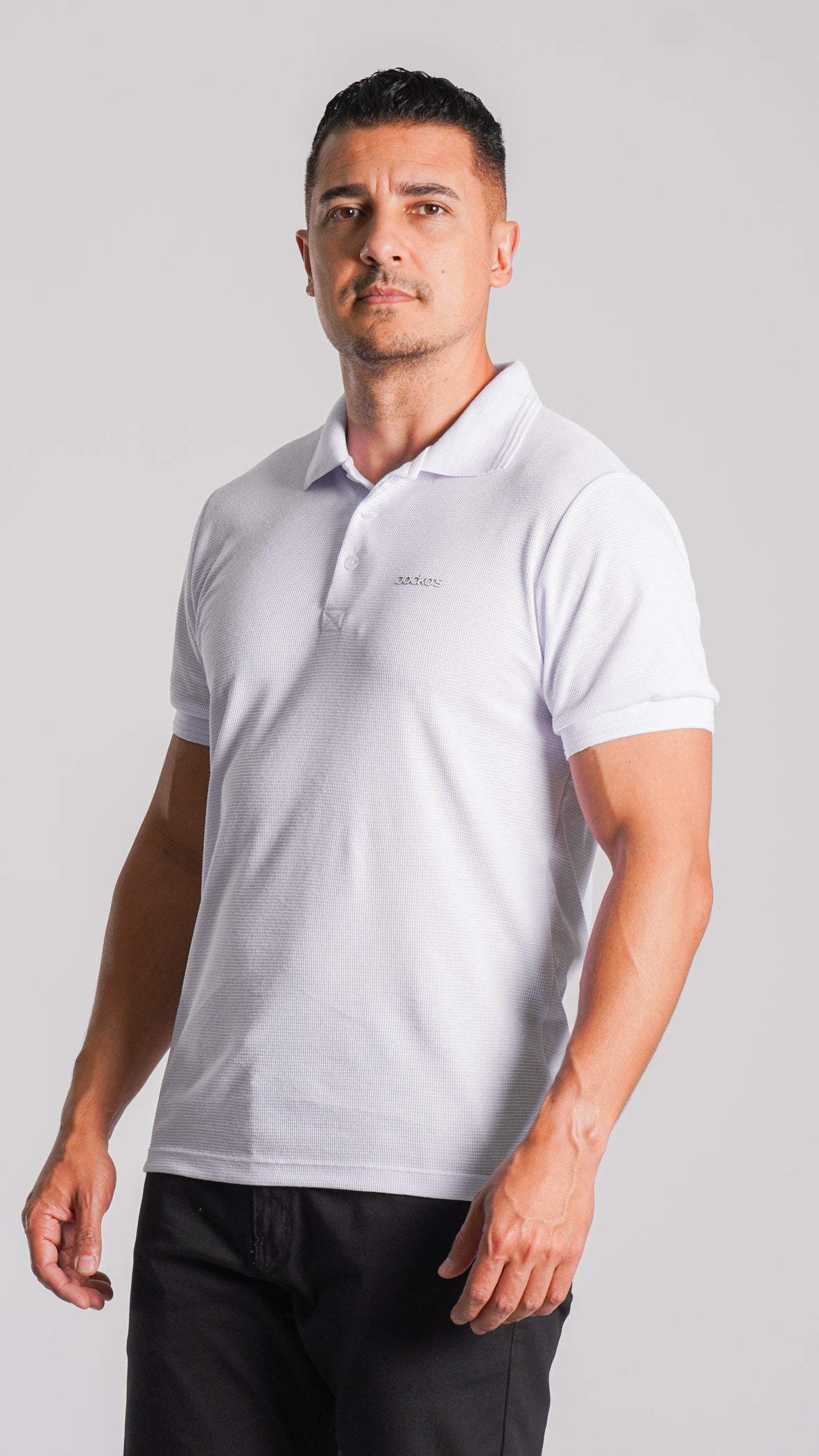 Camisa Polo Tricô Diamond - Branca
