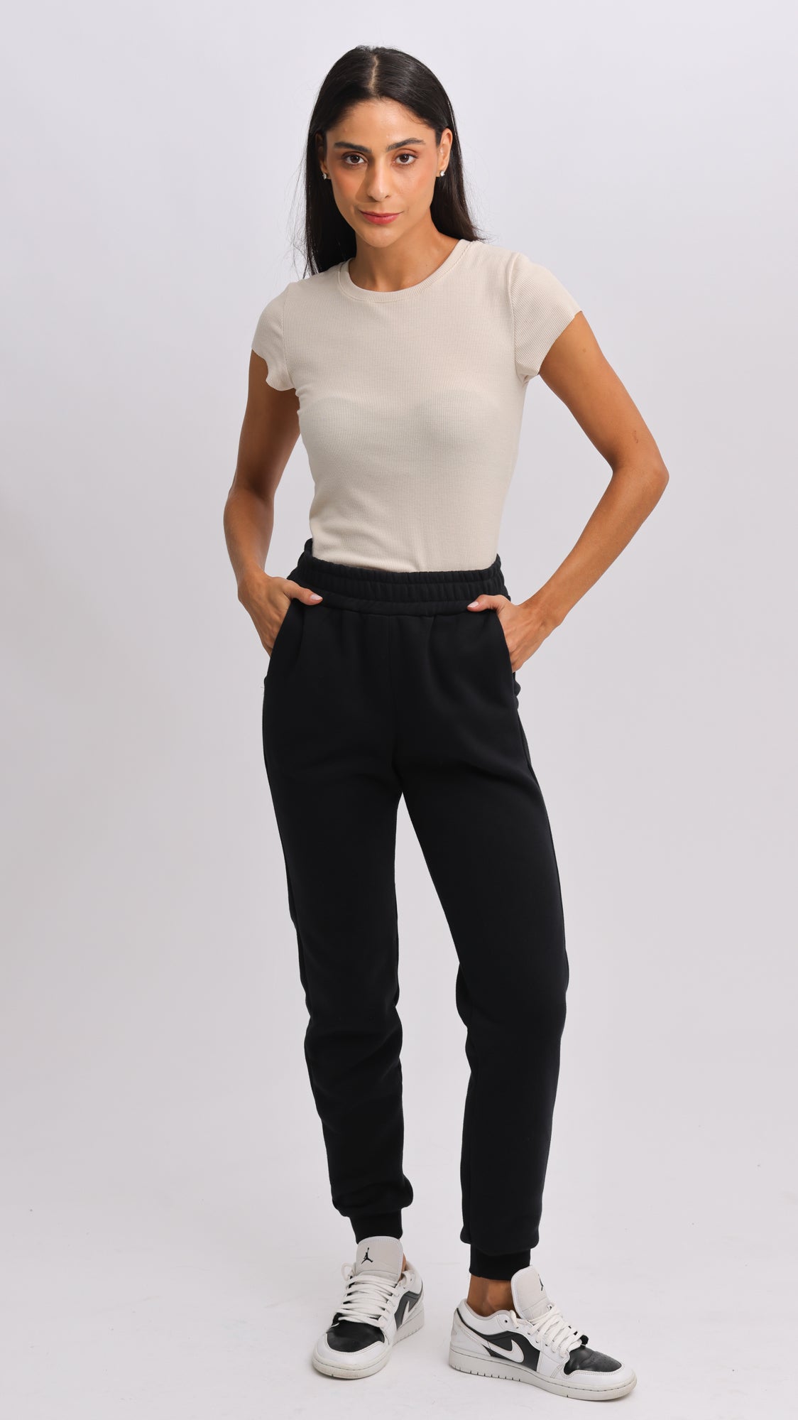Blusa Manga Curta Canelada - Bege