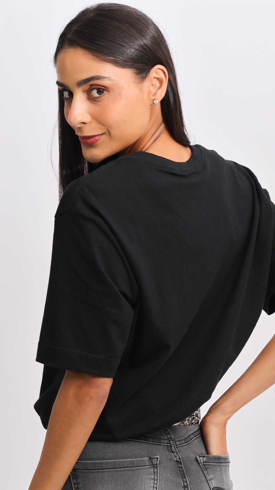 Camiseta Oversized Disco - Preta