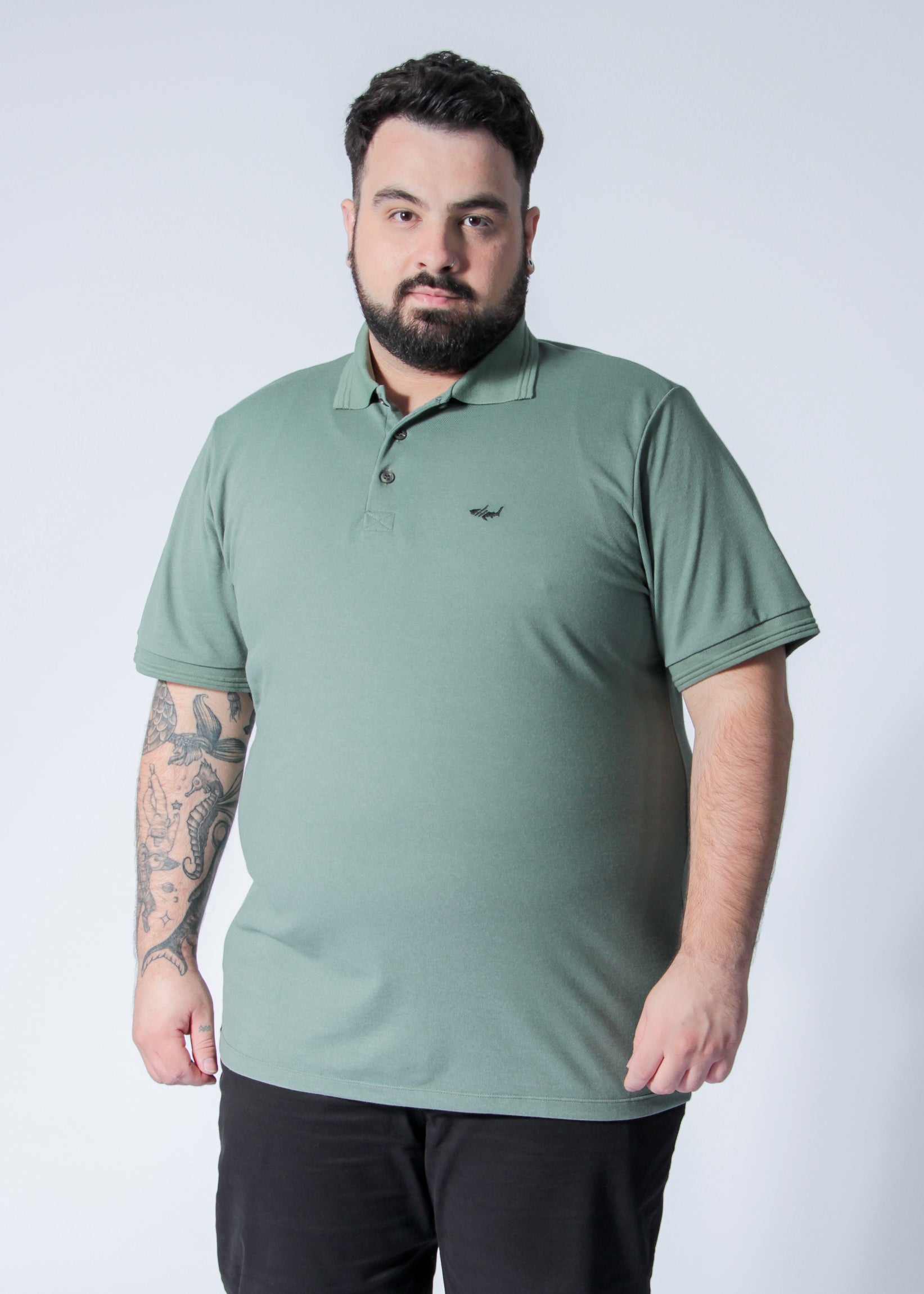 Camisa Polo Piquet Plus Size - Verde