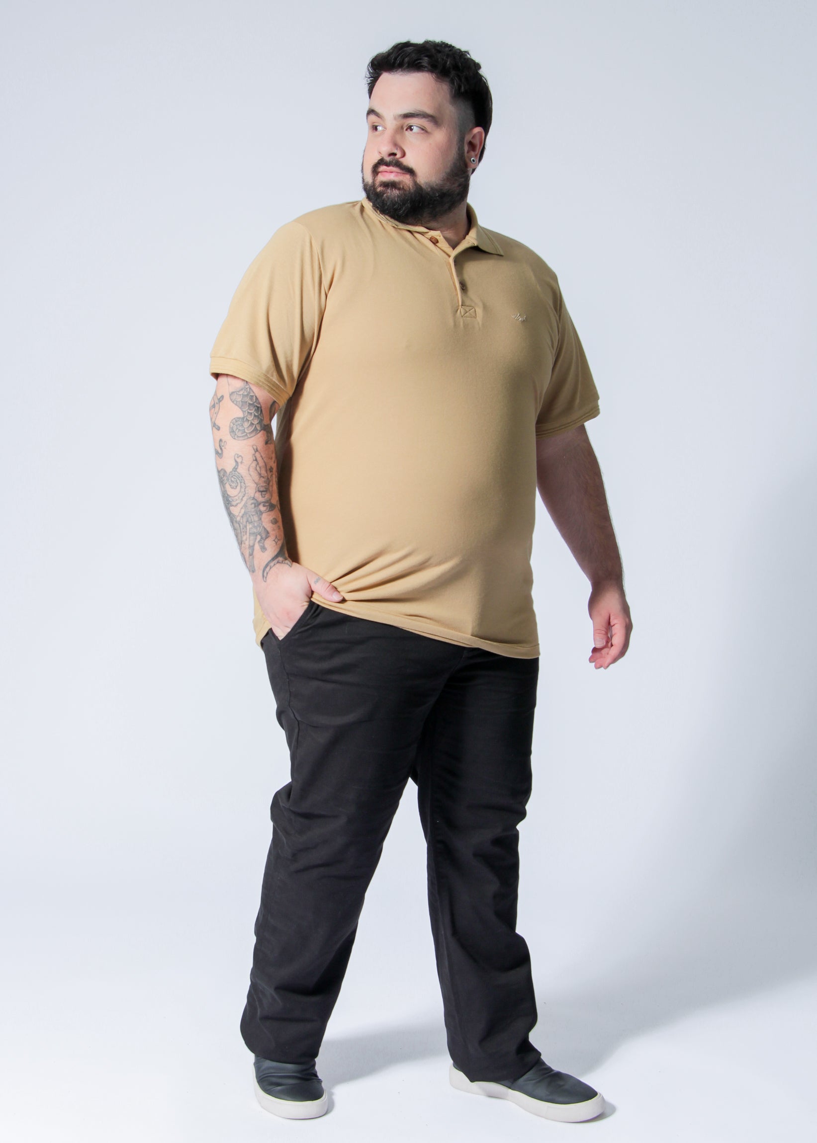 Camisa Polo Piquet Plus Size - Ocre