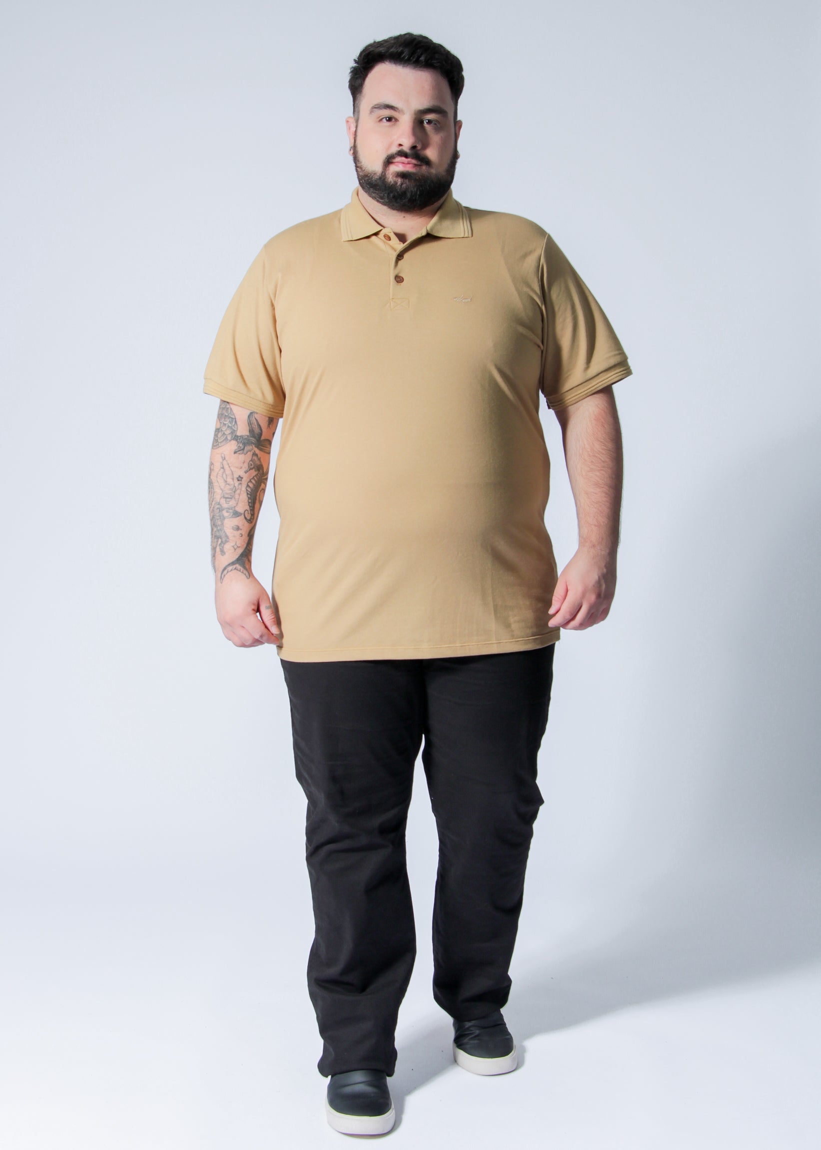 Camisa Polo Piquet Plus Size - Ocre