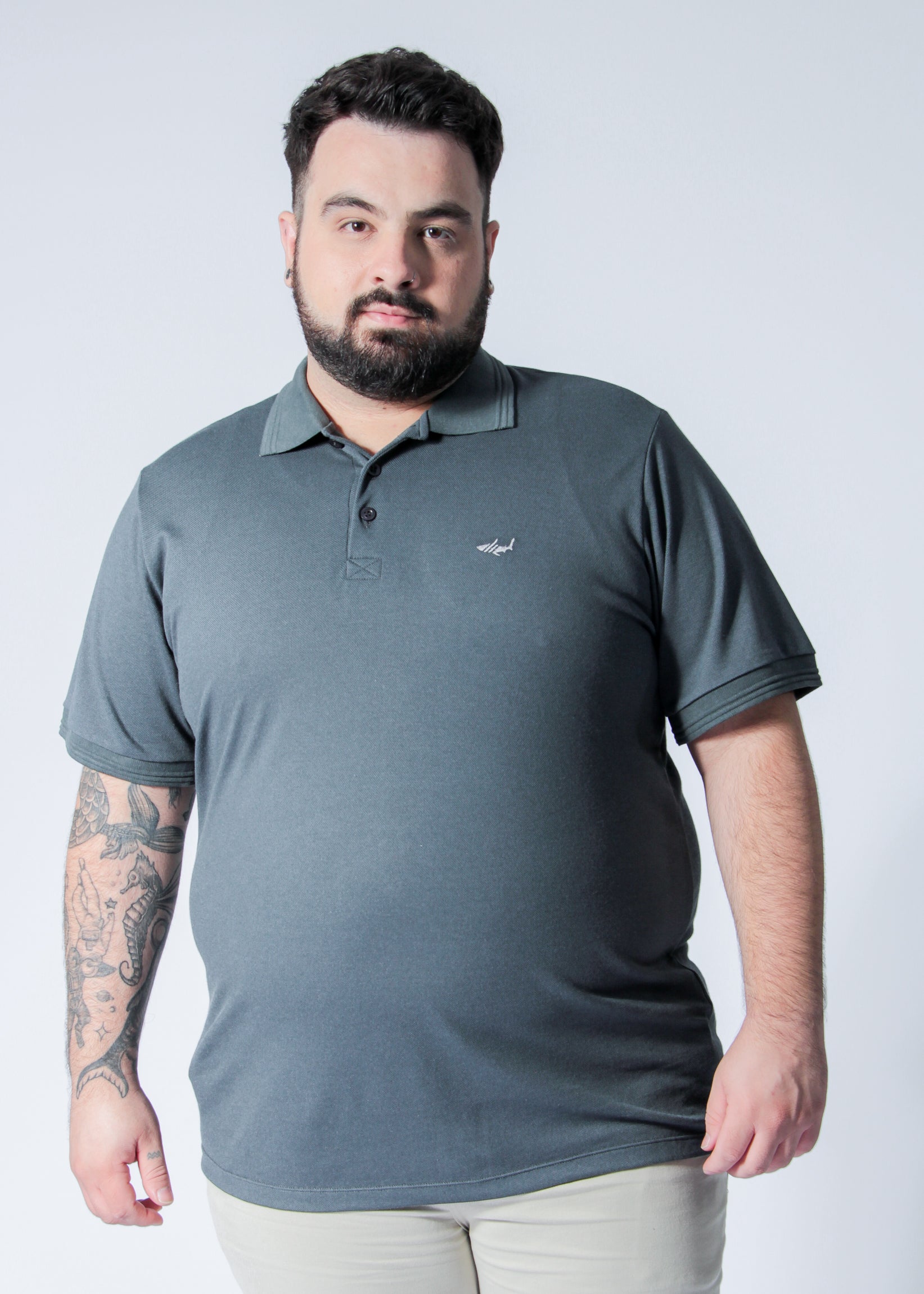 Camisa Polo Piquet Plus Size - Grafite