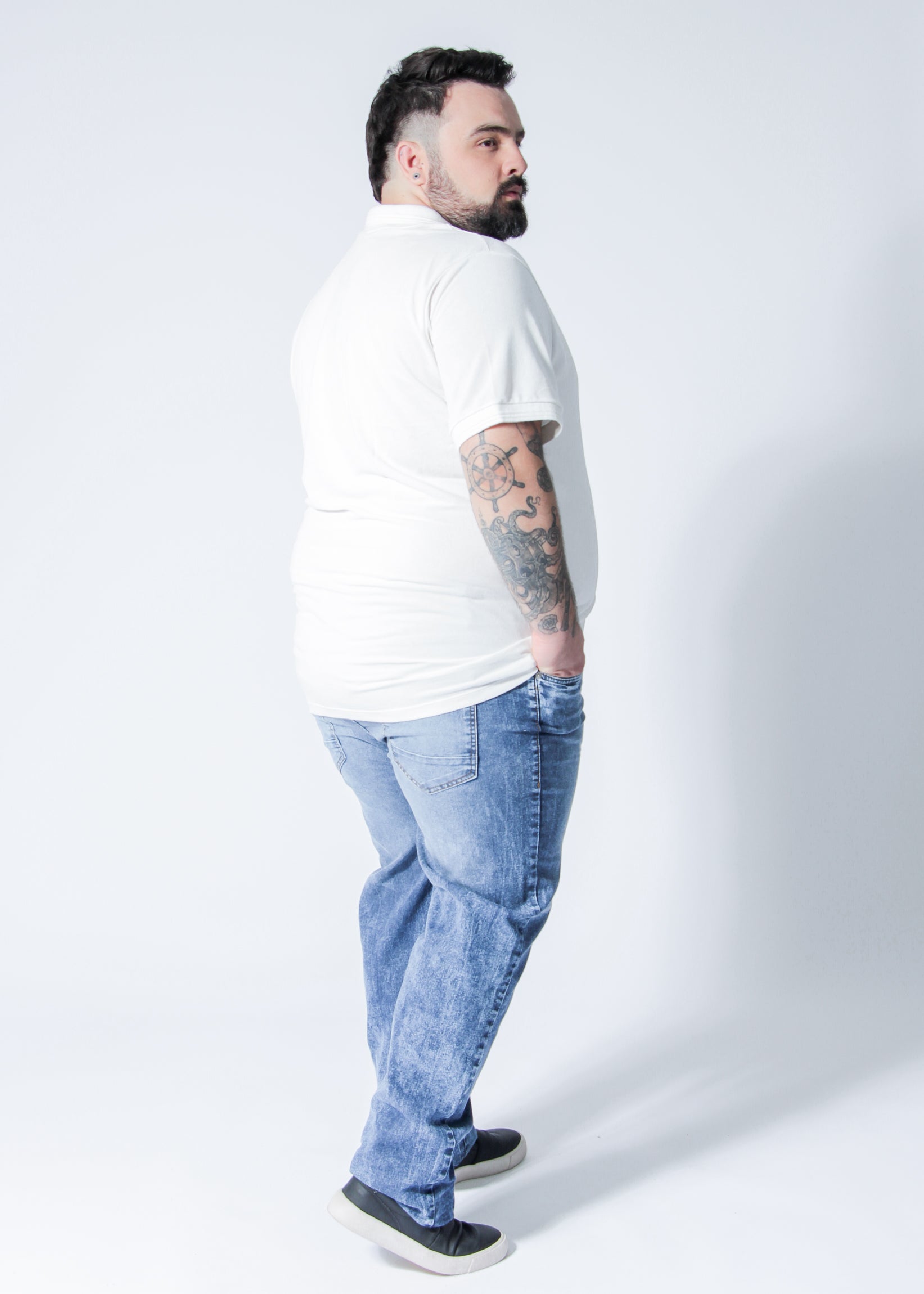 Camisa Polo Piquet Plus Size - Off White