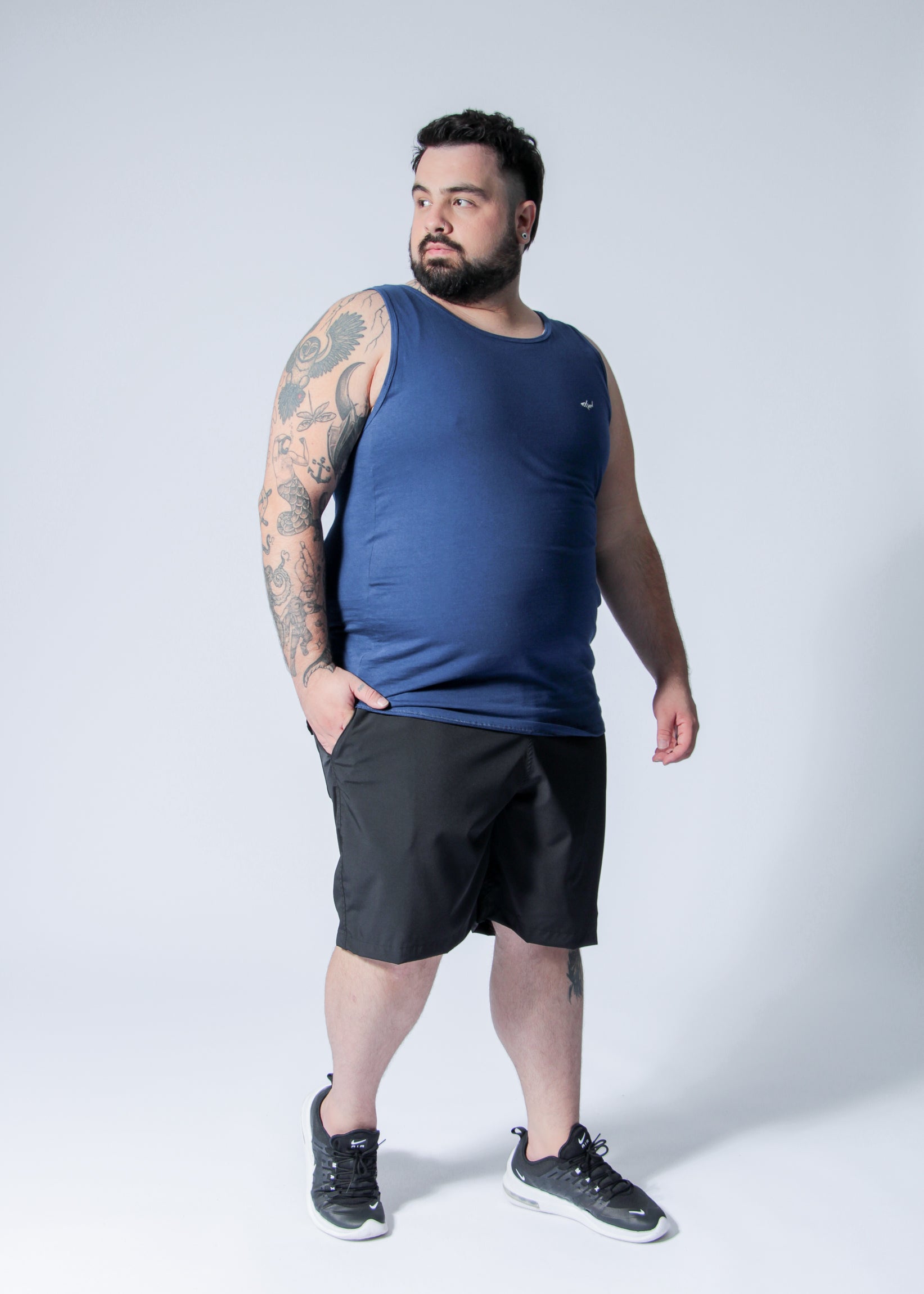 Regata Básica Plus Size - Azul Marinho