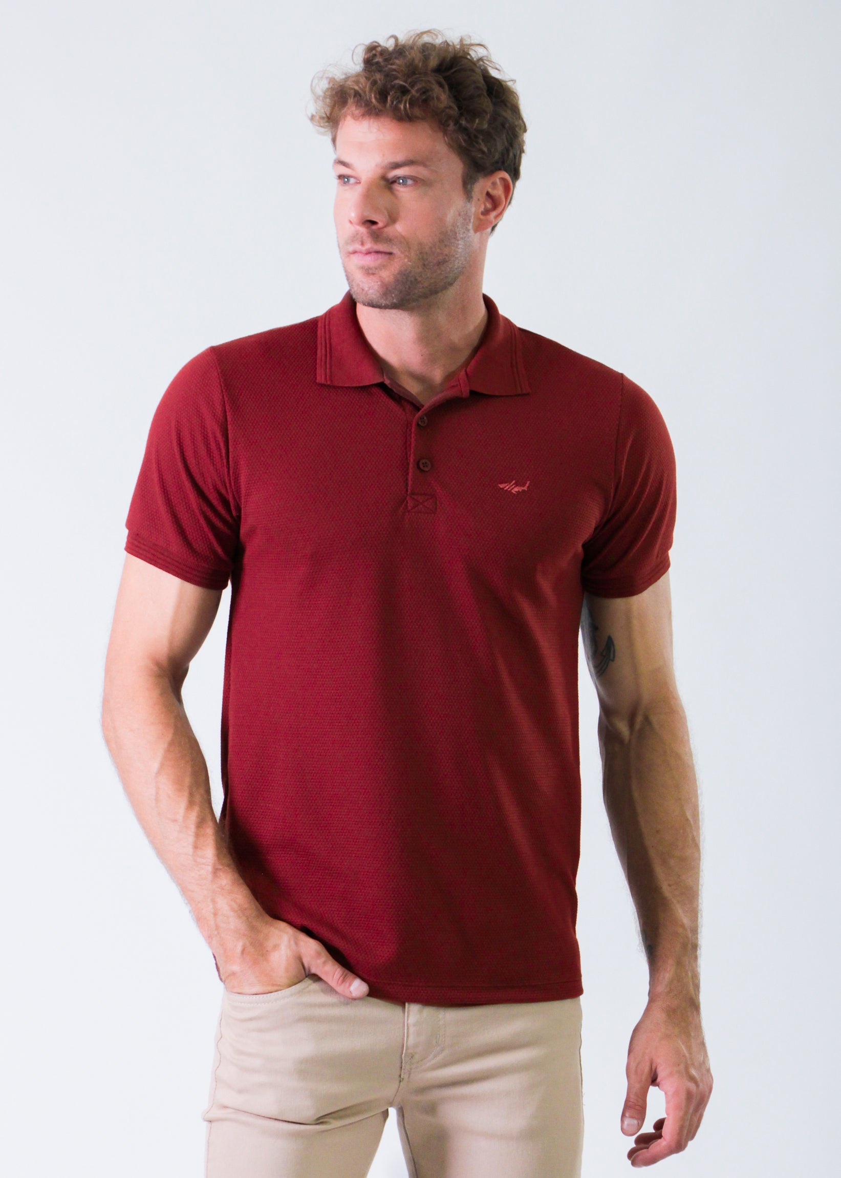 Camisa Polo Colmeia - Bordô