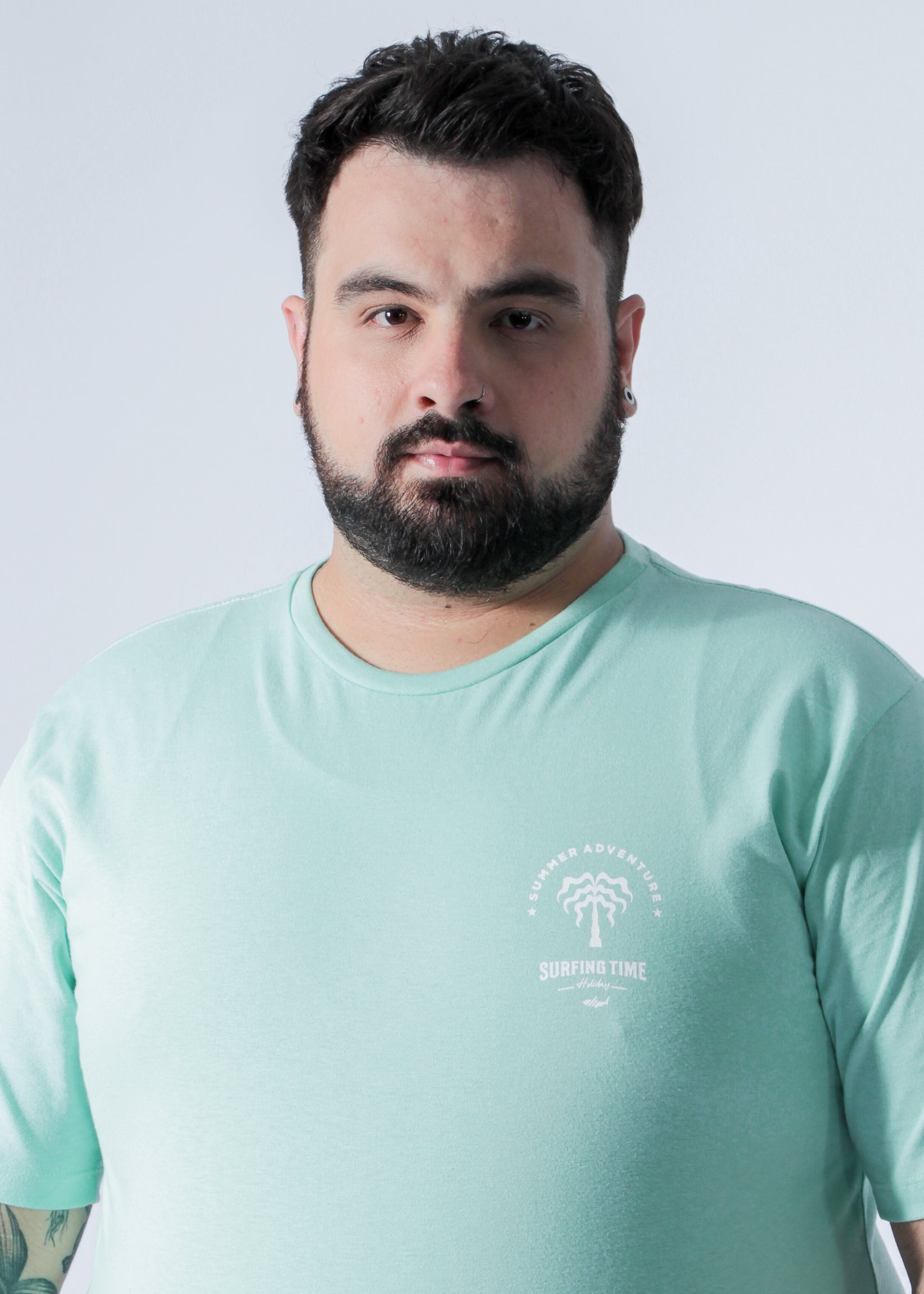 Camiseta Estampada Surfing Plus Size - Verde