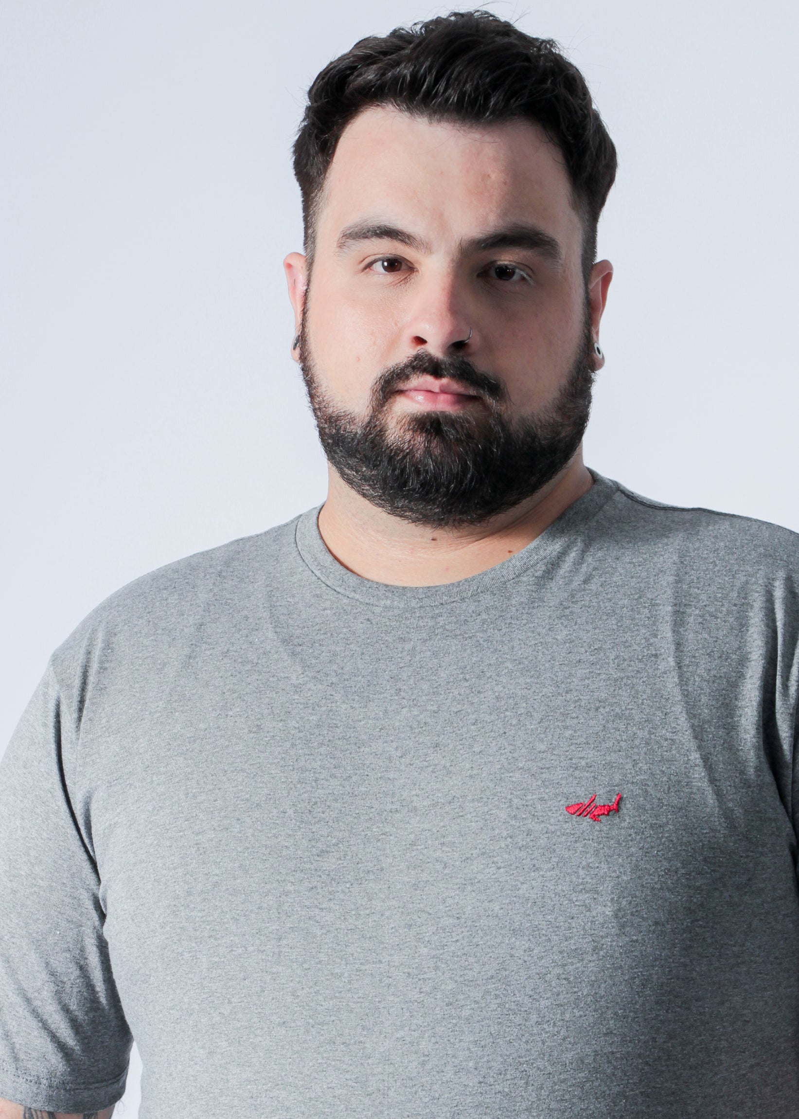 Camiseta Básica Plus Size - Cinza