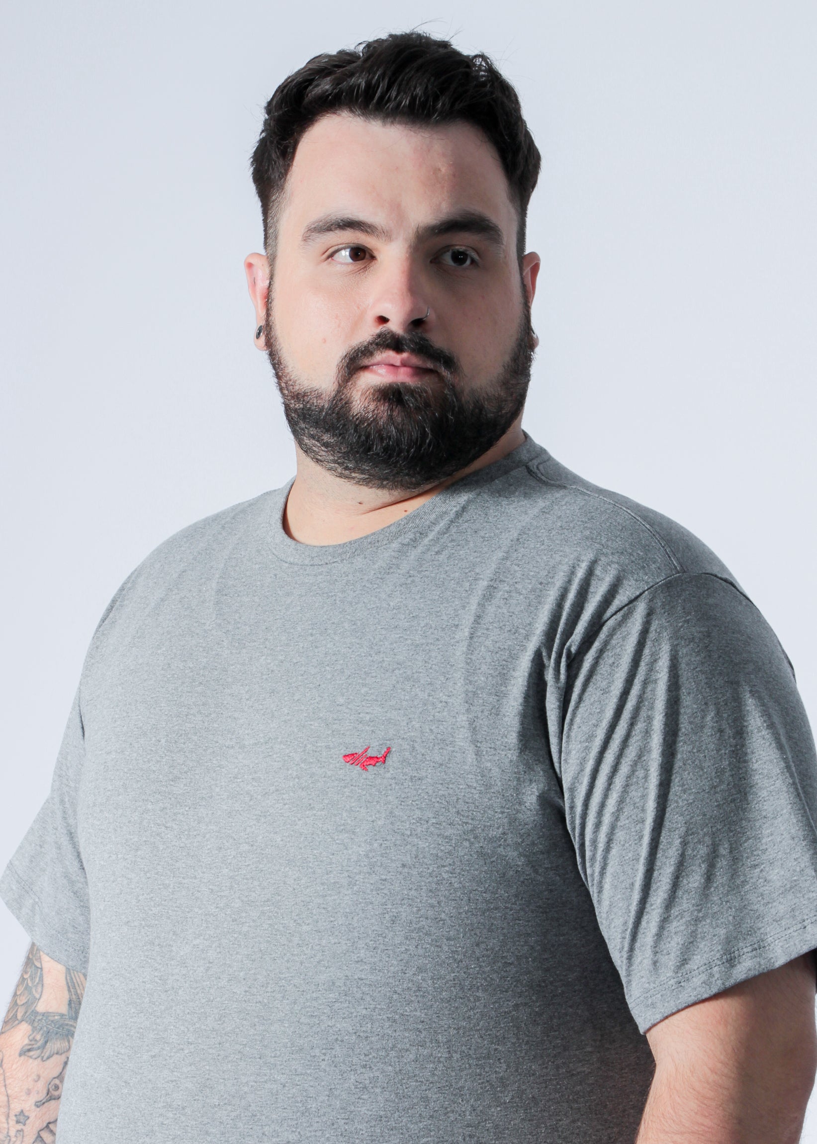 Camiseta Básica Plus Size - Cinza