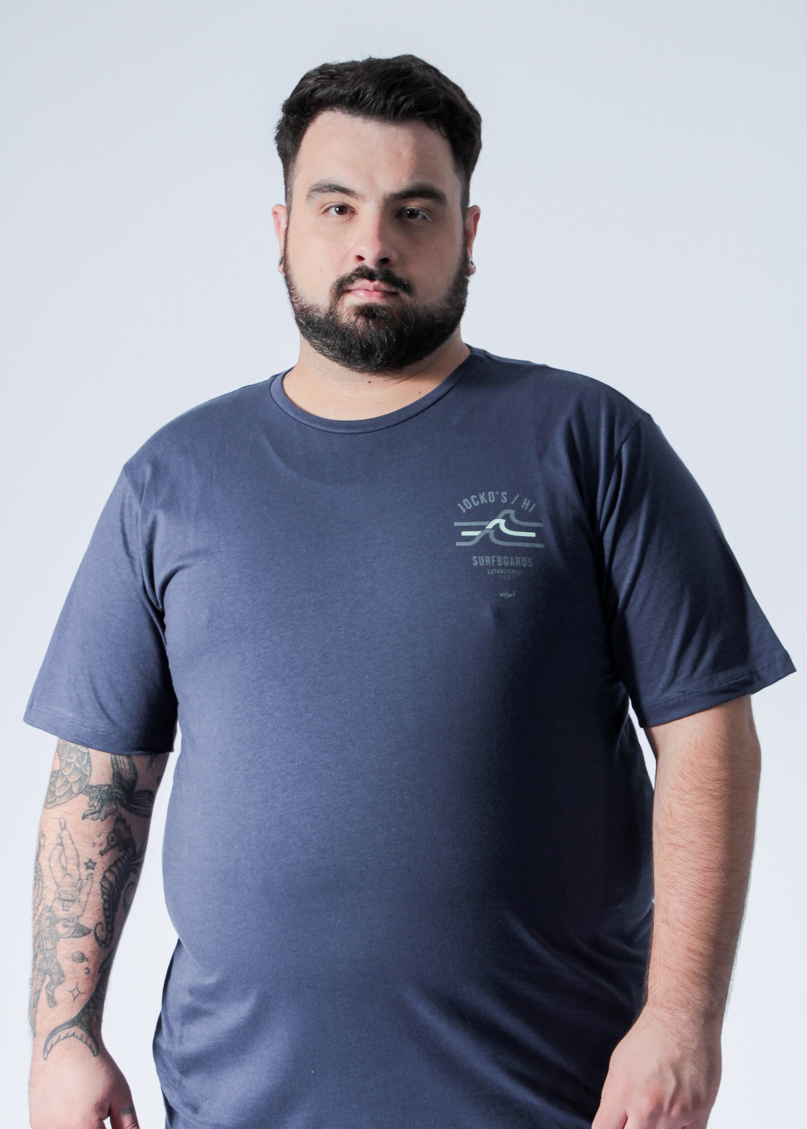 Camiseta Estampada Jocko's Plus Size - Azul Marinho