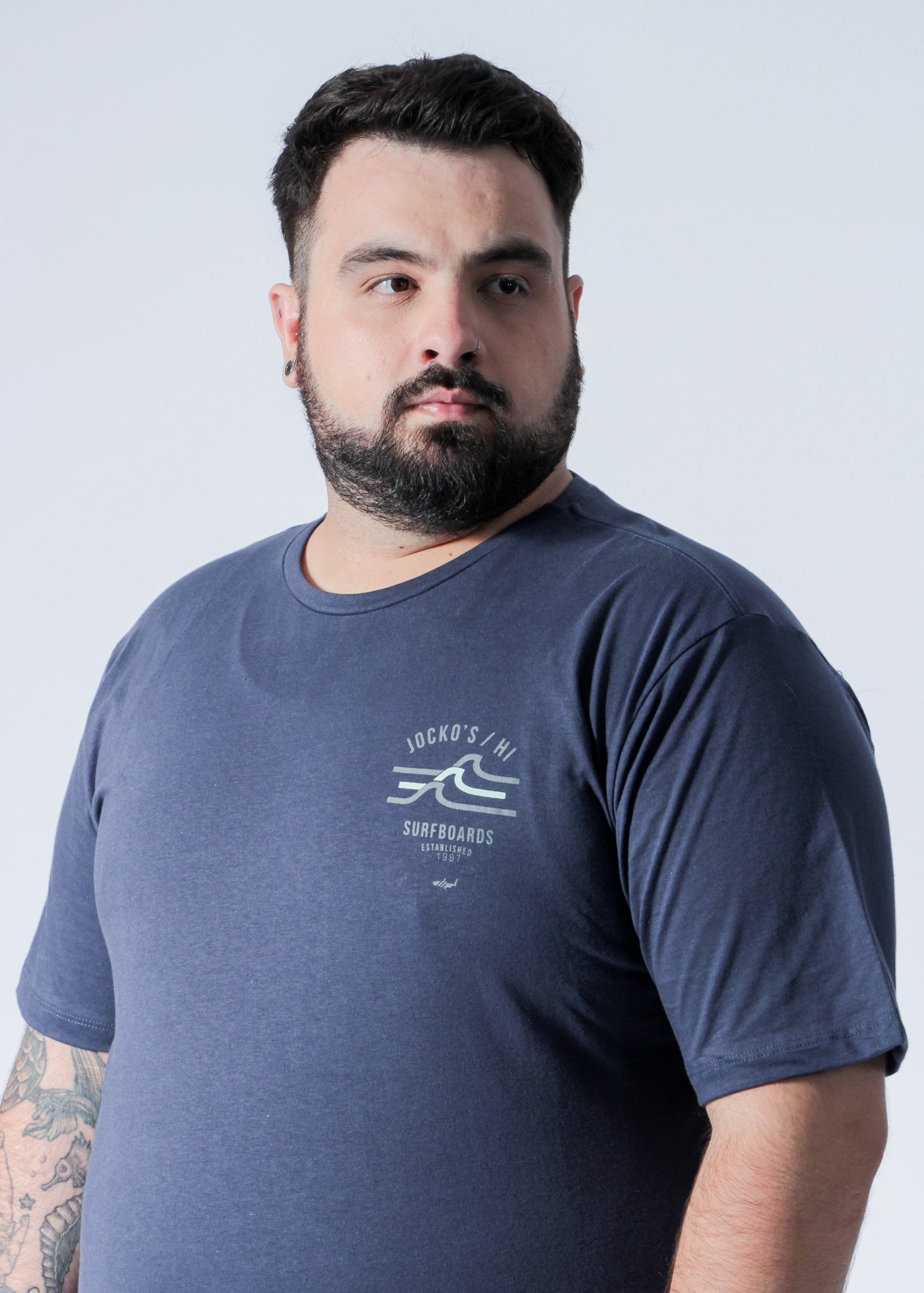 Camiseta Estampada Jocko's Plus Size - Azul Marinho