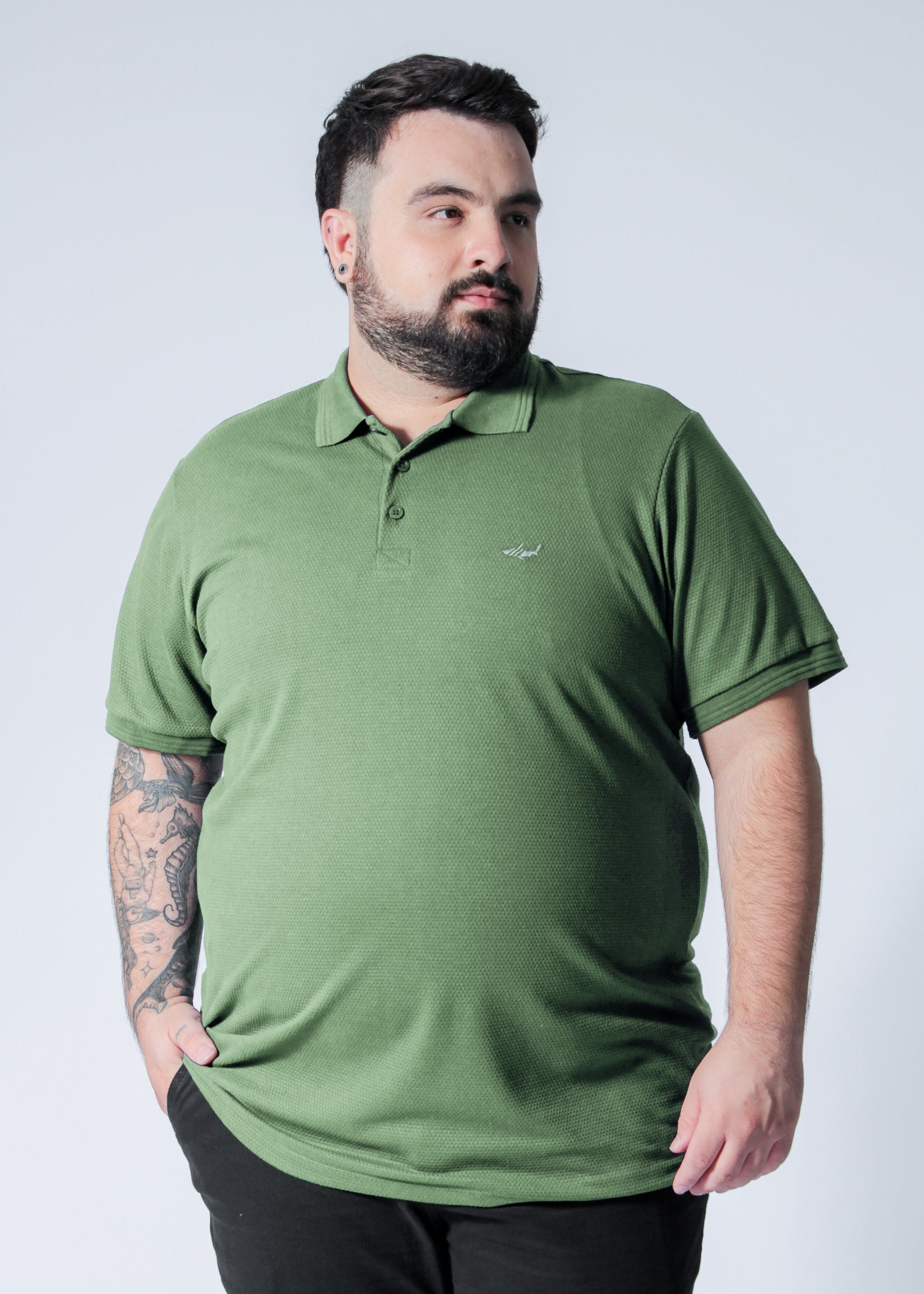 Camisa Polo Colmeia Plus Size - Verde