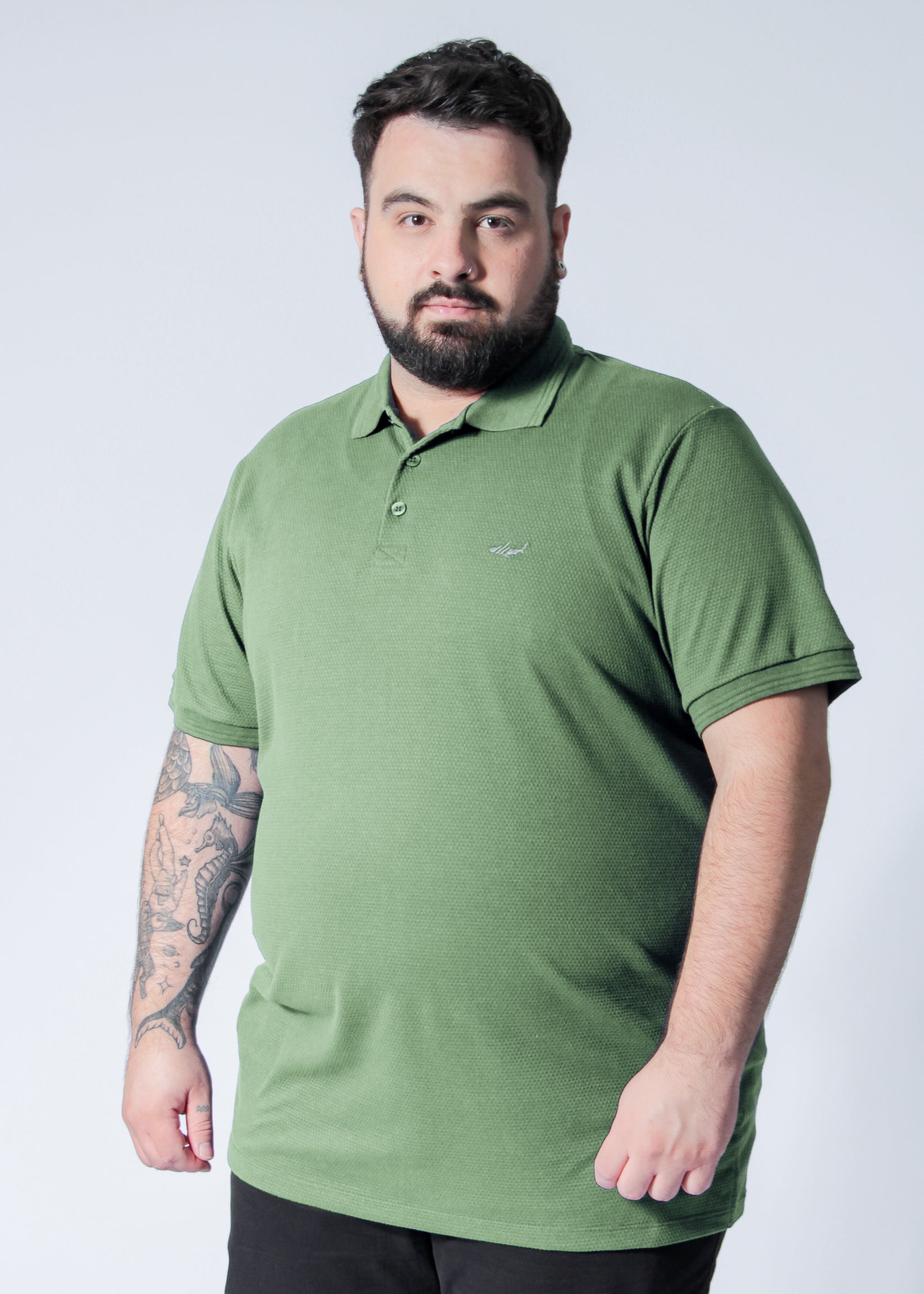 Camisa Polo Colmeia Plus Size - Verde