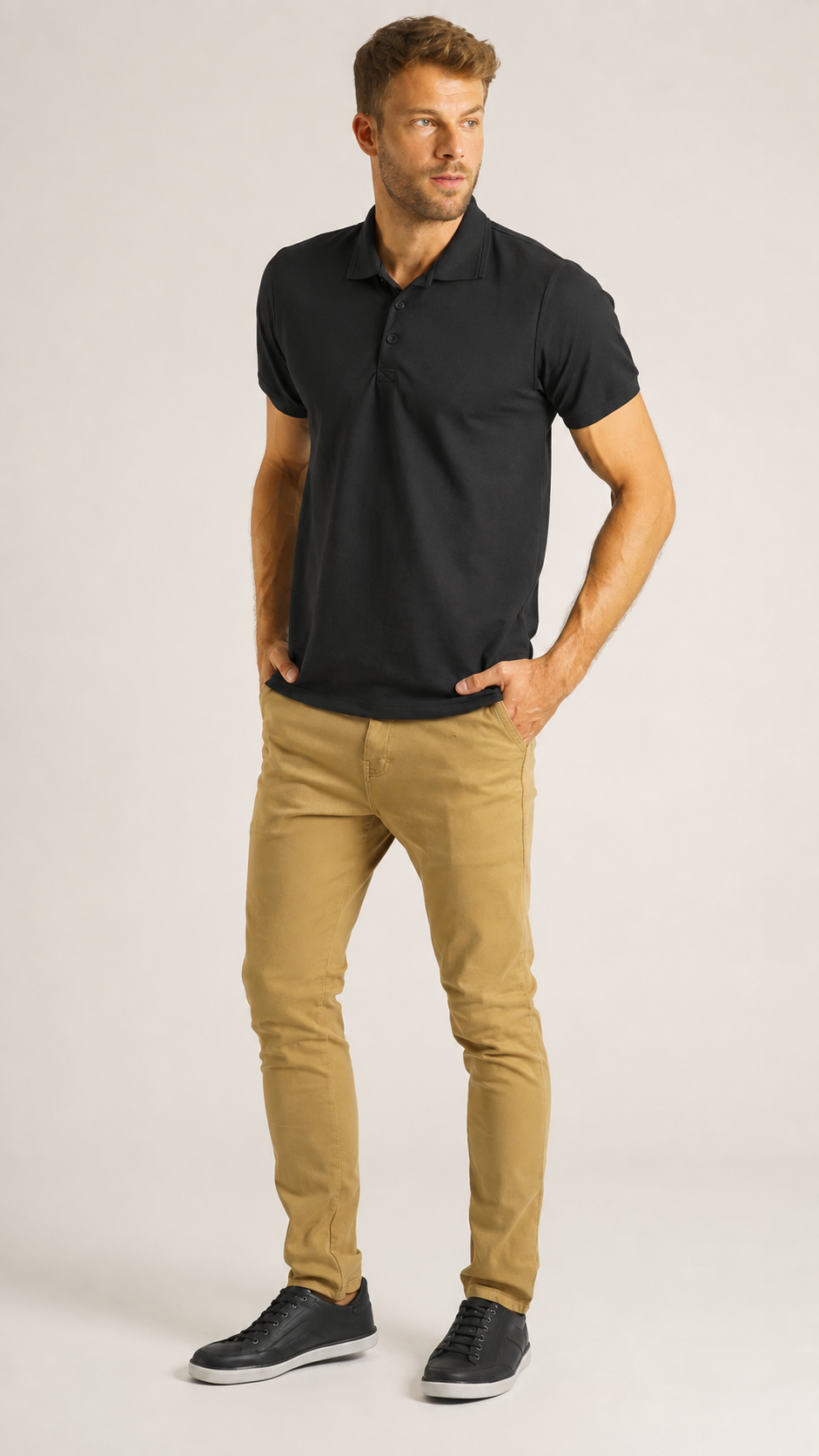 Camisa Polo Piquet Lisa - Preta