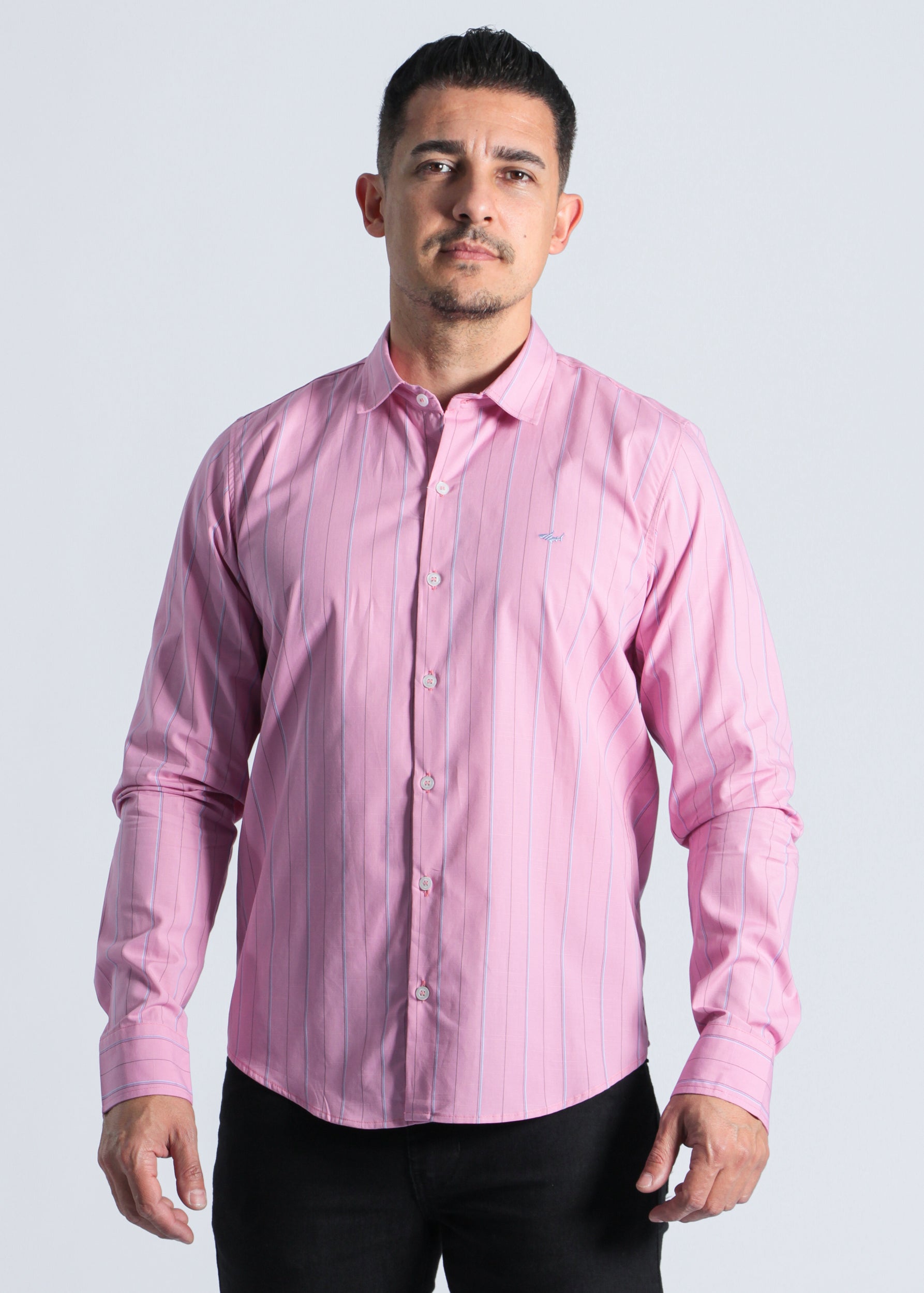 Camisa Listras Manga Longa - Rosa