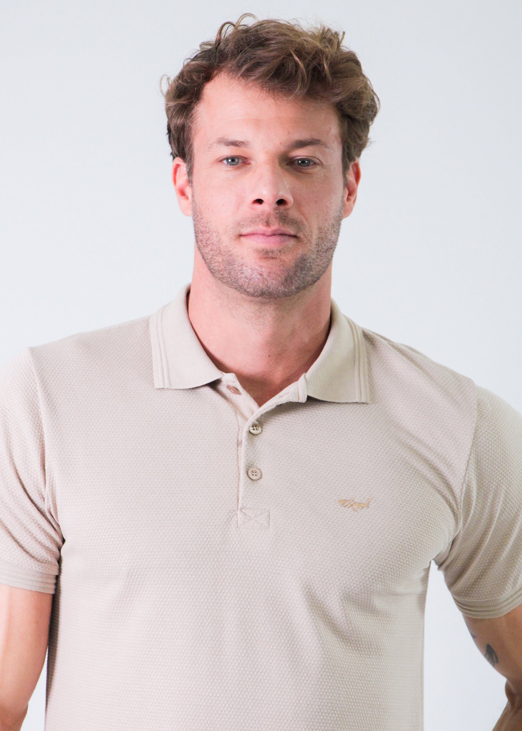 Camisa Polo Colmeia - Bege