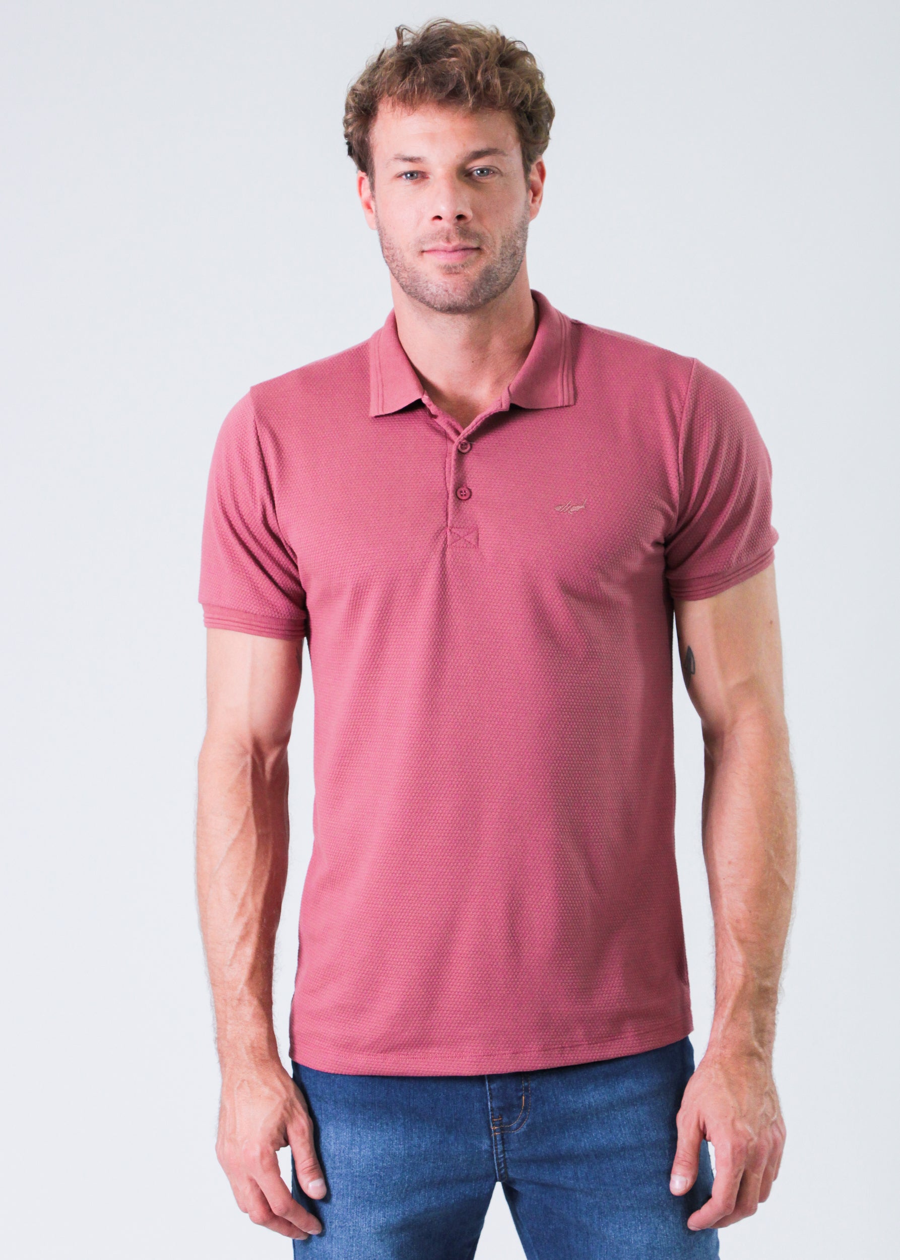 Camisa Polo Colmeia - Goiaba