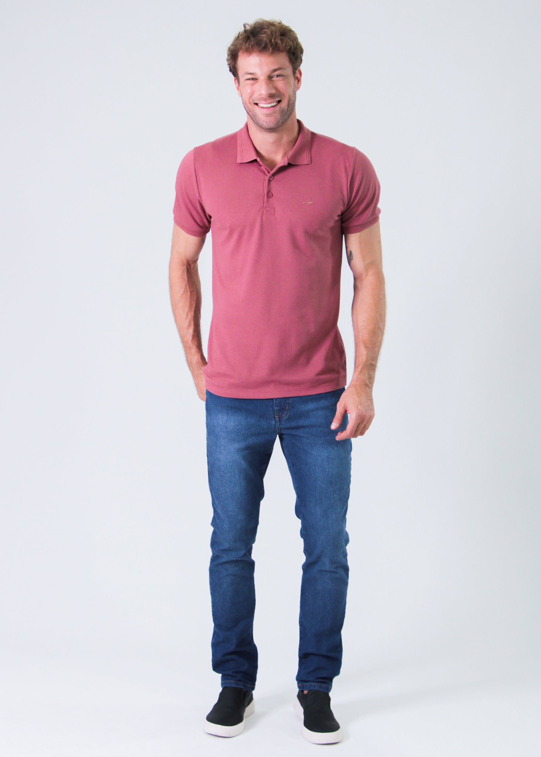 Camisa Polo Colmeia - Rosê
