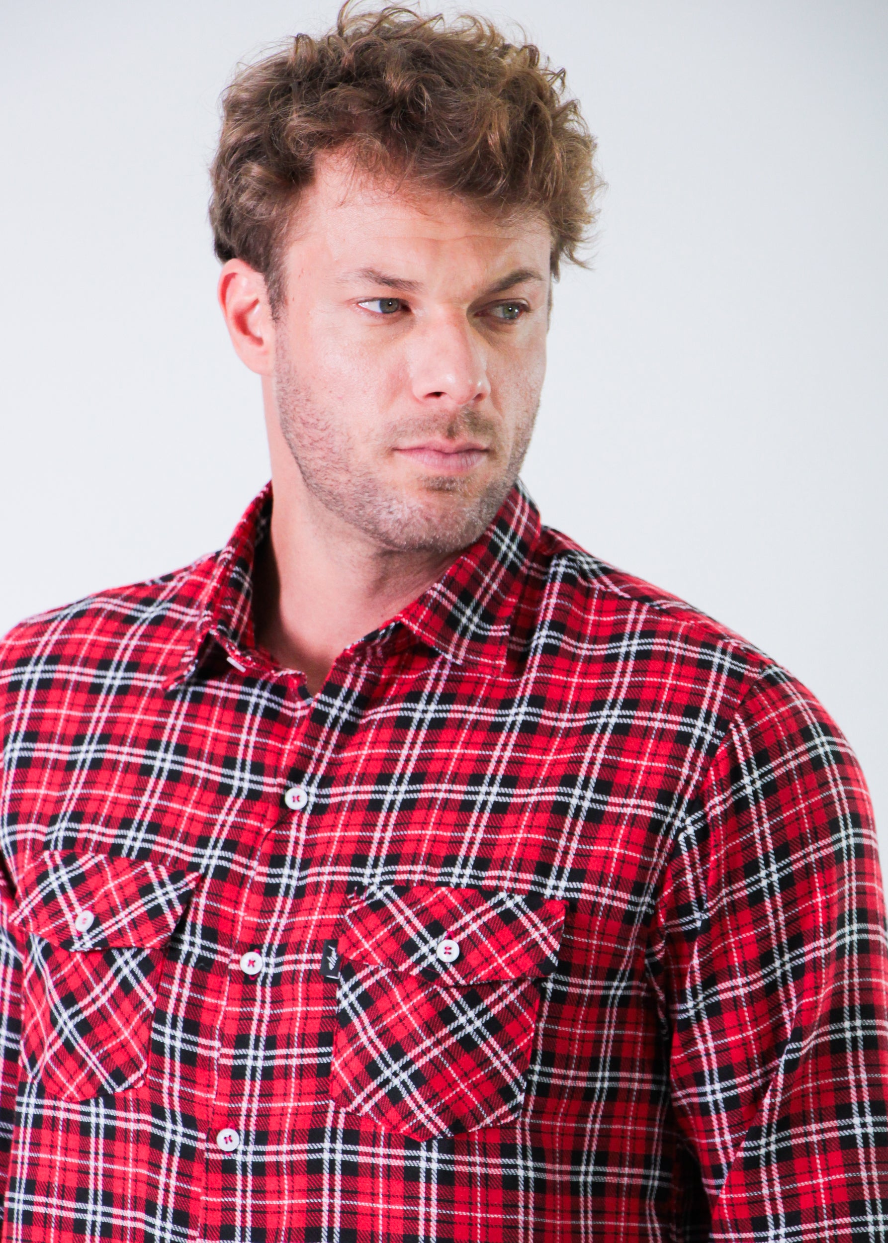 Camisa Xadrez Manga Longa - Vermelha