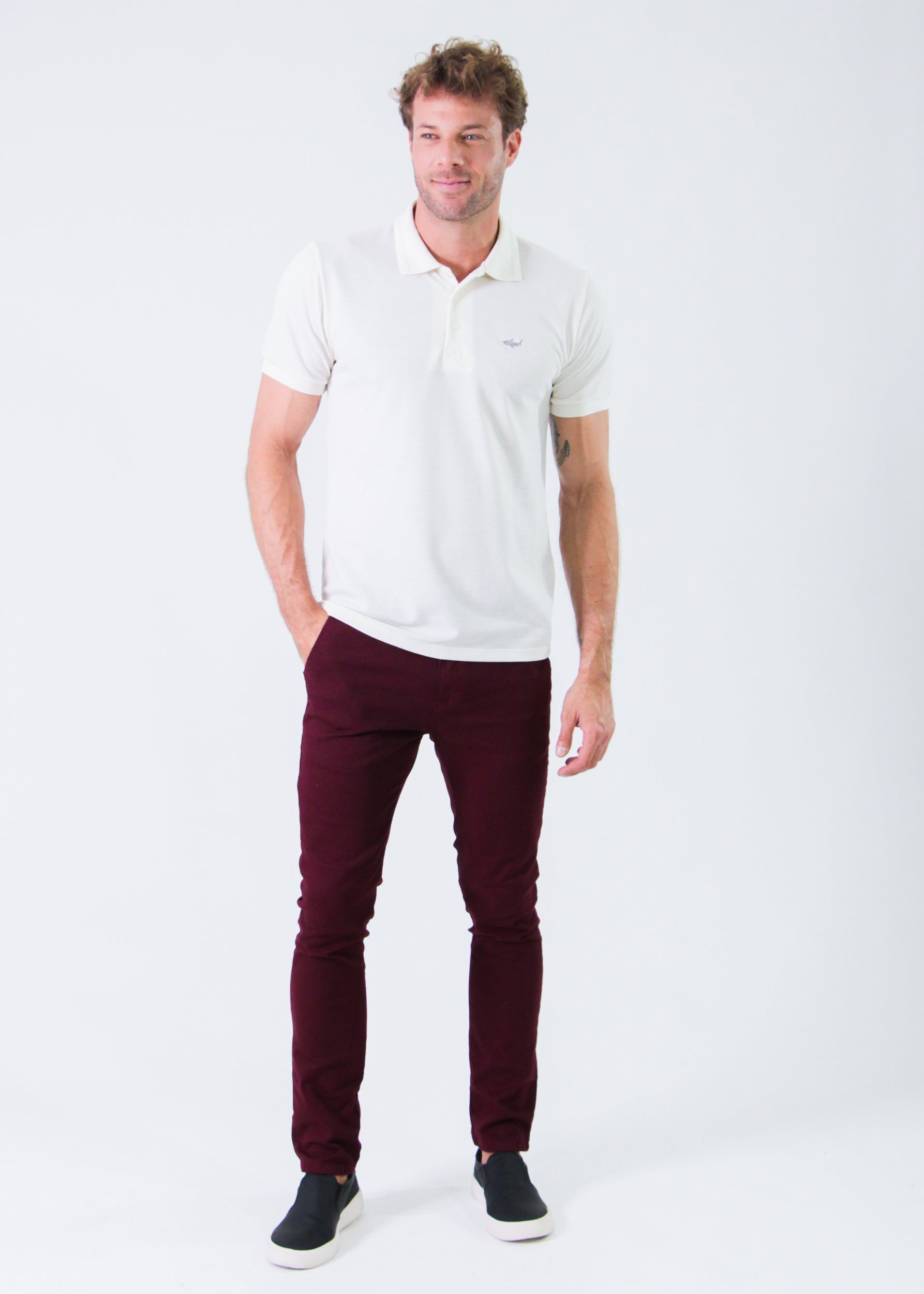 Camisa Polo Colmeia - Off White