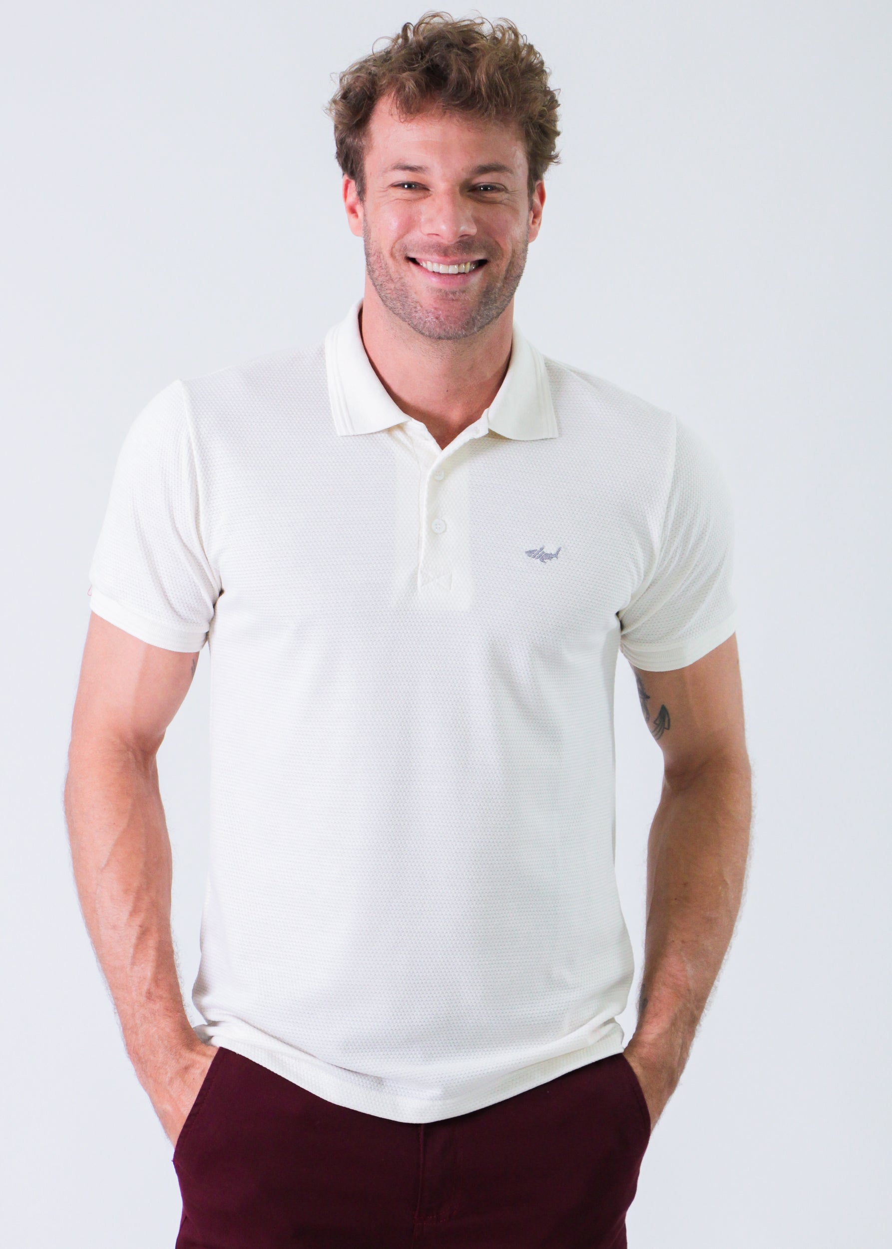 Camisa Polo Colmeia - Off White