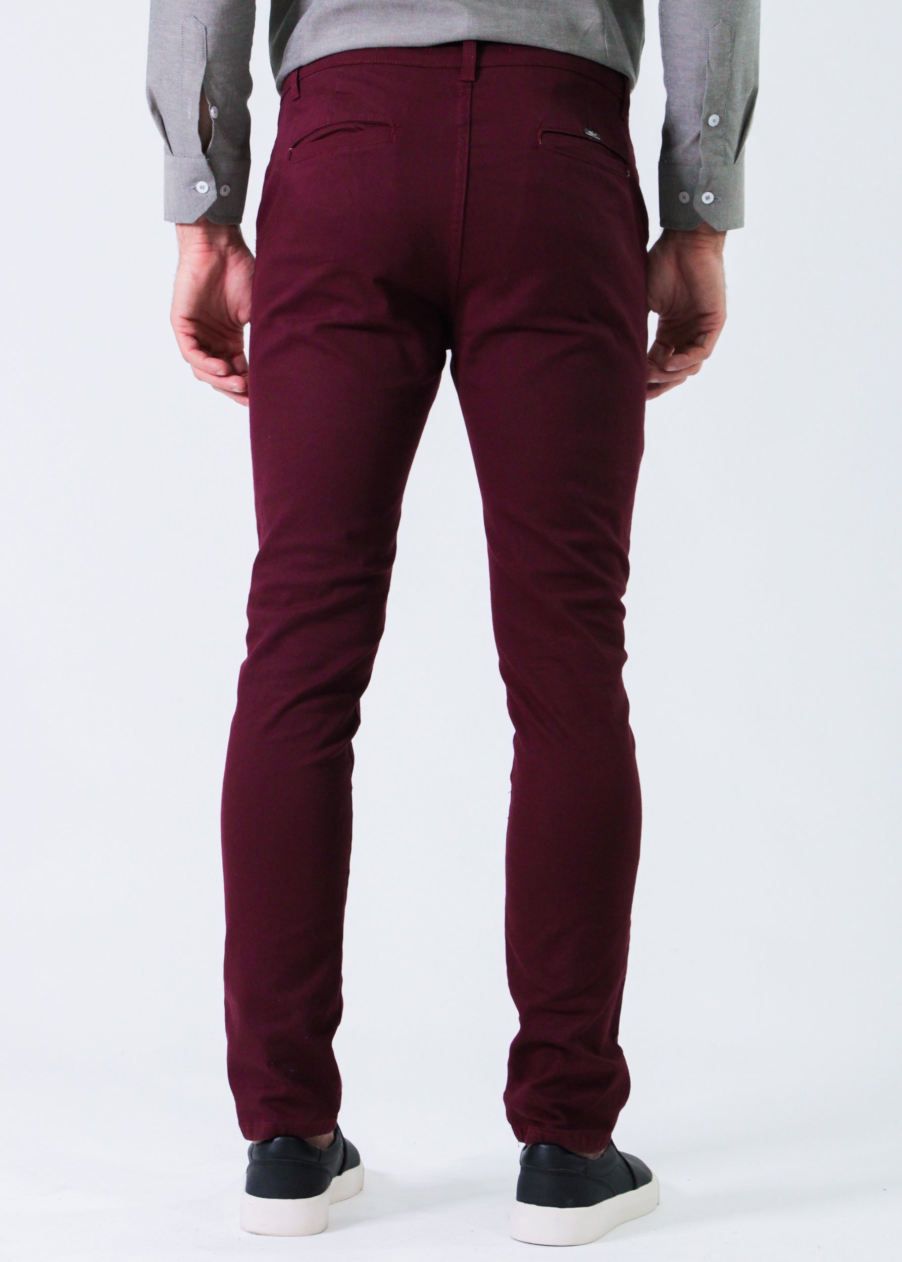 Calça Sarja Bolso Faca - Bordô