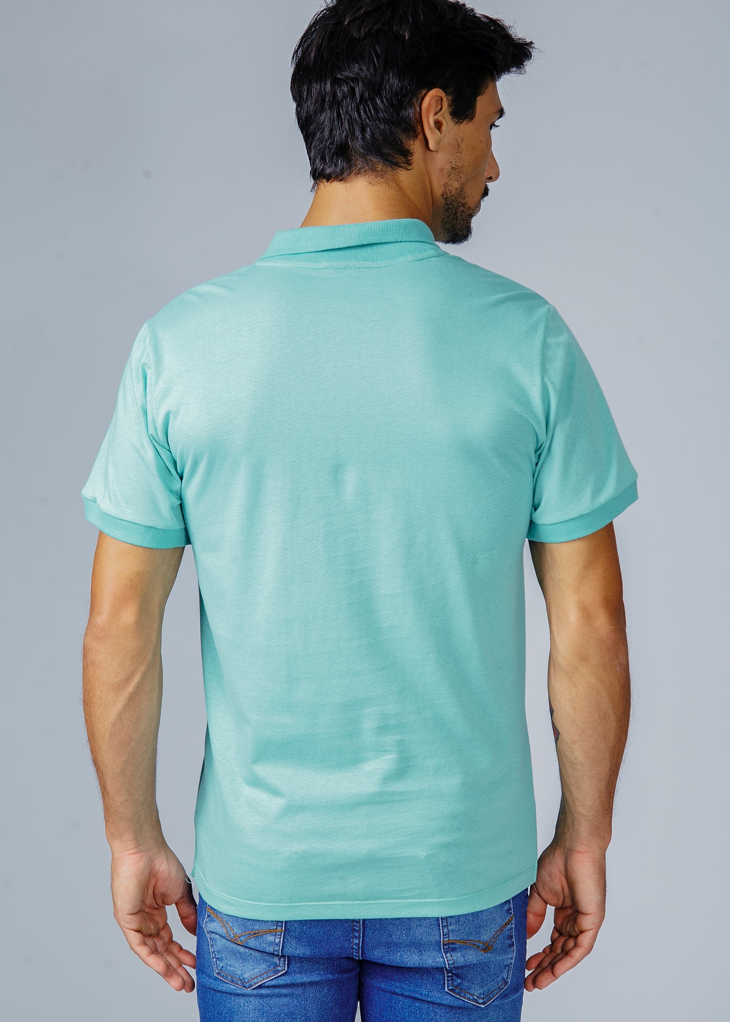 Camisa Polo Pontilhada - Verde Água