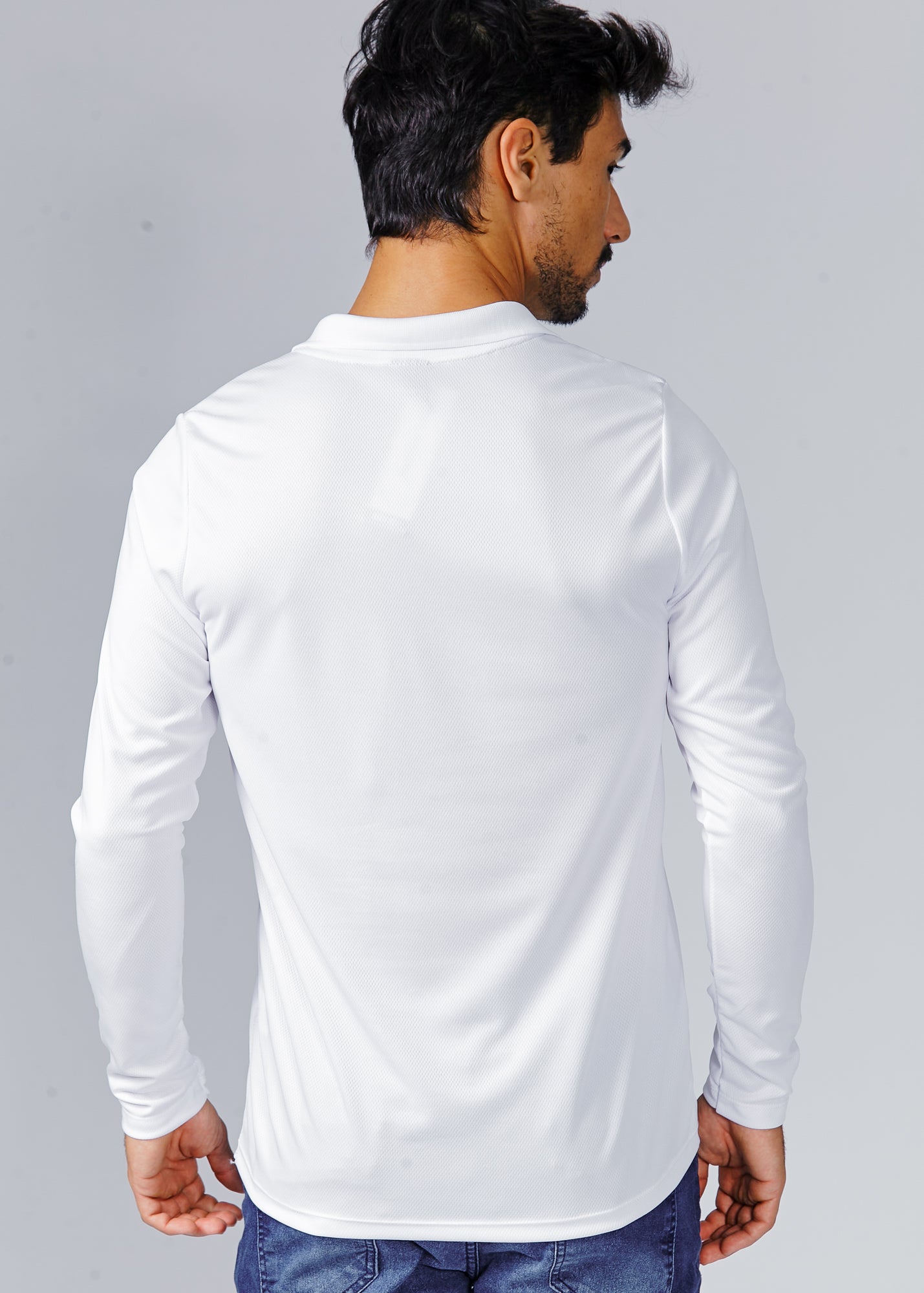 Camisa Polo Dry Fit Manga Longa - Branca